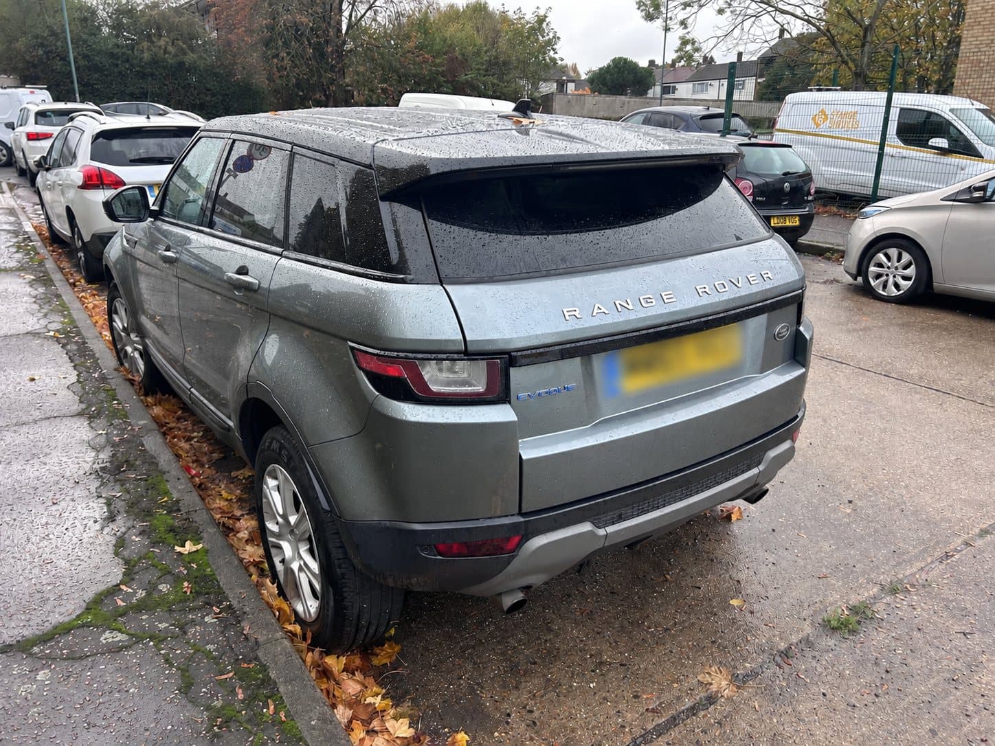 Rear view of the Range Rover Evoque collected after engine failure