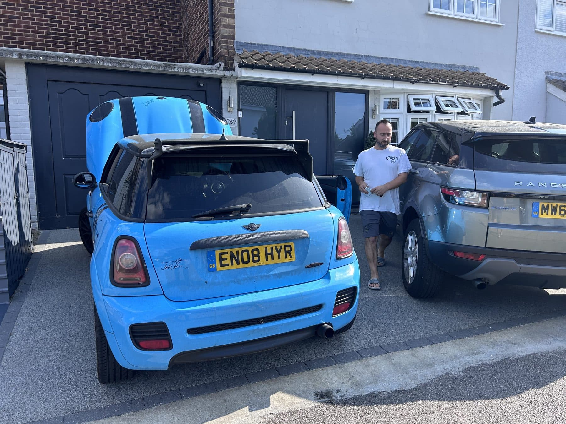 Blue Mini Cooper collected by Essex Scrap